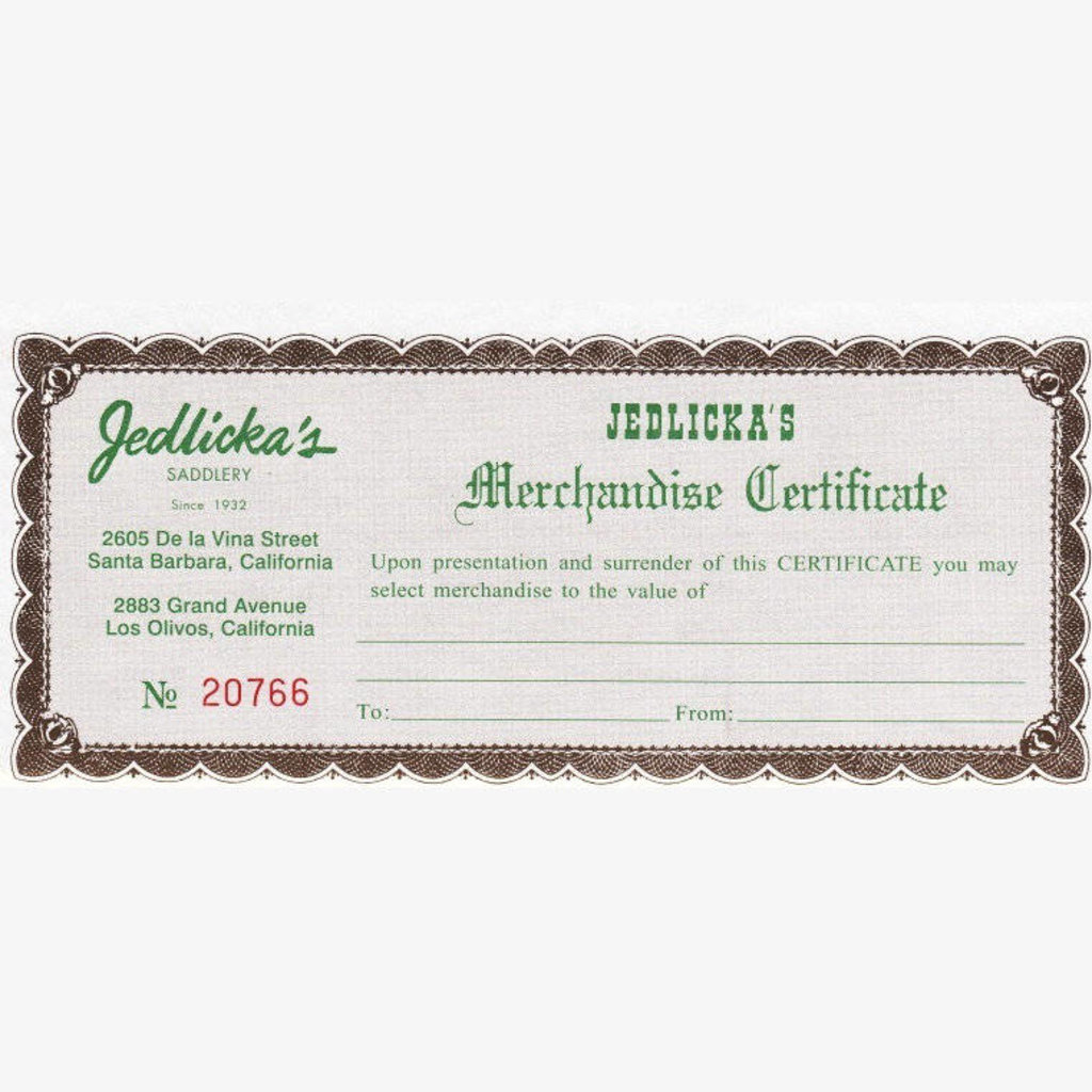 jedlickas gift certificates merchandise certificates