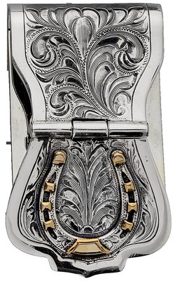 Vogt Money Clip Wide Clip with Sterling and Gold Horseshoe