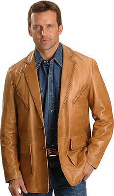 Scully Mens Whipstitched Blazer Tan