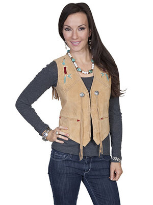 Scully Fringe and Beaded Vest L169