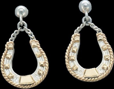 Vogt, Earrings -Sterling Horseshoe with Gold Accents