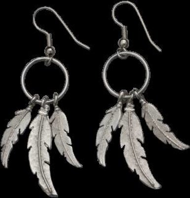 Bar-V Ranch  Earrings -Cast Silver Feathers