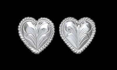 Bar-V Ranch  Earrings -Engraved Silver Hearts