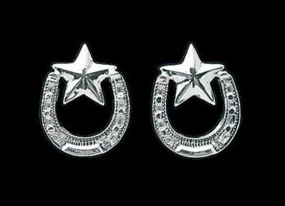 Bar-V Ranch Earrings -Silver Horseshoe and Stars