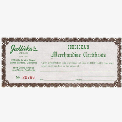 Jedlickas Gift Certificates