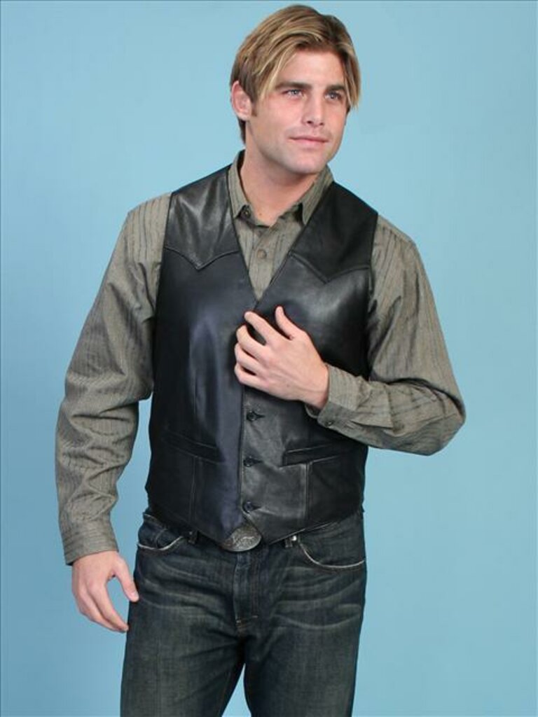 Scully Men's Black Western Vest Lambskin Western Cut