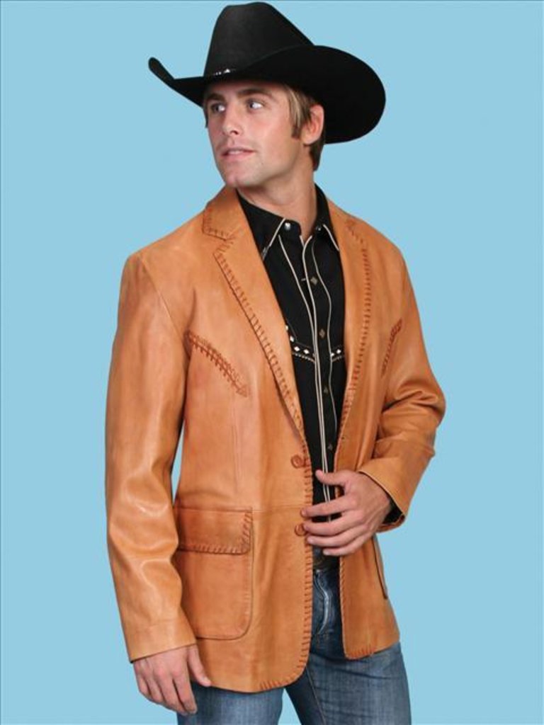 Scully Men's Whipstitched Leather Blazer Lambskin - Ranch Tan Western ...