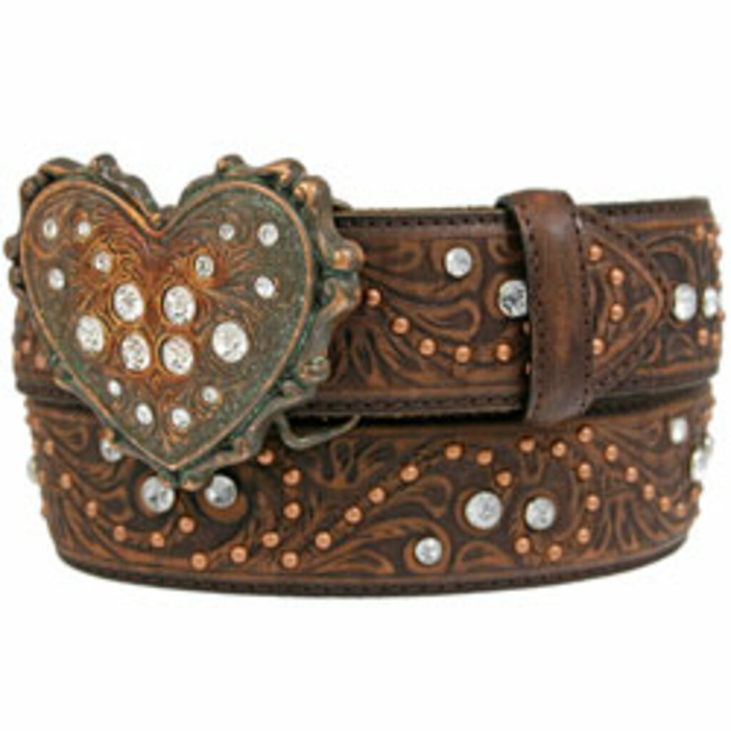 Justin Ladies Belt Chocolate Vintage Heart