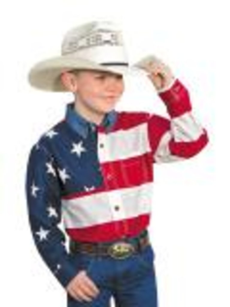 Roper Long Sleeved American Flag Shirt