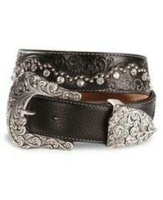 Justin Ladies Black Leather Belt Kaitlyn