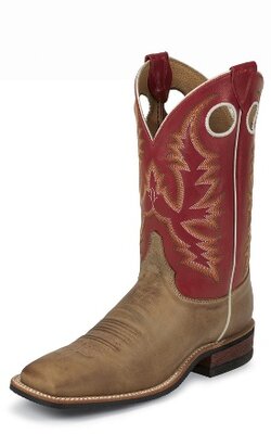 Justin Bent Rail Tan w/ red Top