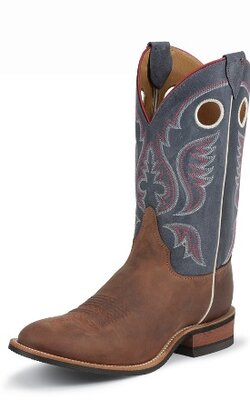 Justin Bent Rail Tan w/Blue Top