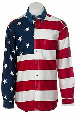 Roper Mens American Flag Shirt